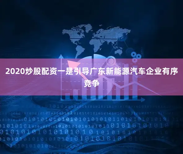2020炒股配资一是引导广东新能源汽车企业有序竞争